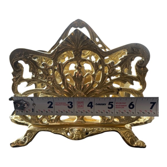 Vintage Brass footed ornate napkin/letter holder, desk organizer - Picture 10 of 16